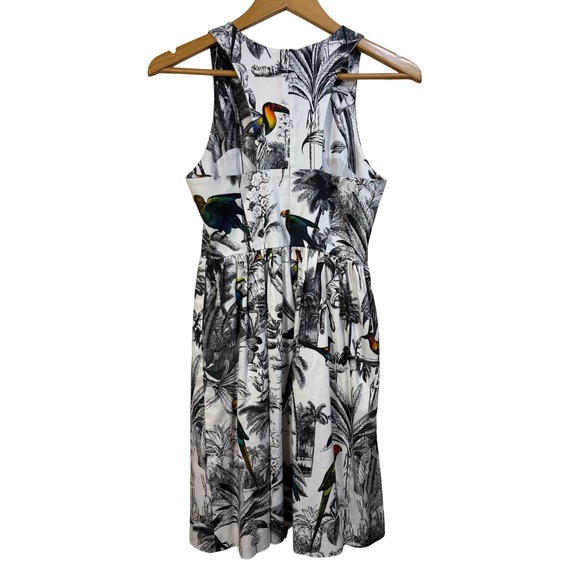 Milly Women's White Tropical Floral Bird Print Sleeveless Dress Size 2 - Picture 1 of 6